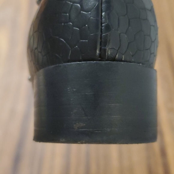 Black Italian leather snake skin booties - Picture 5 of 6